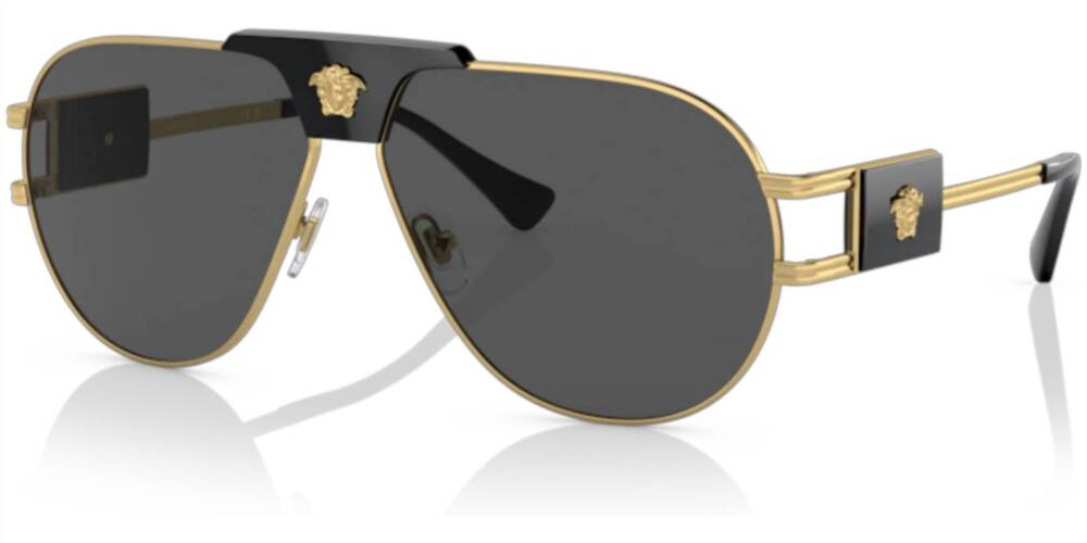 NEW VERSACE men's ve2252 pilot sunglasses in gold - dark grey - 100287